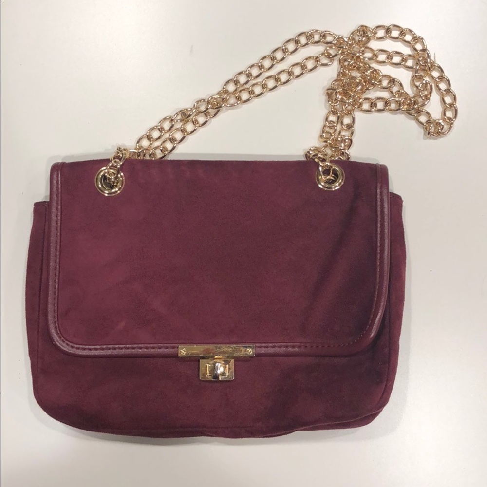 Express dark red suede purse!